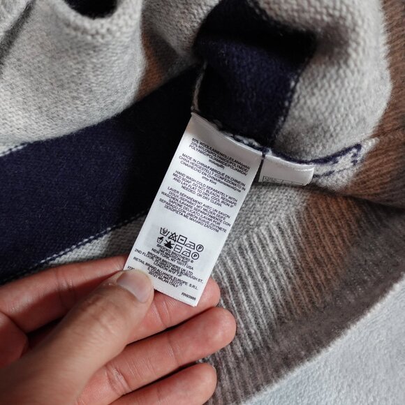 Brooks Brothers 346 Striped Cardigan Sweater Mens Large Wool Blend Gray/Blue - Picture 3 of 9